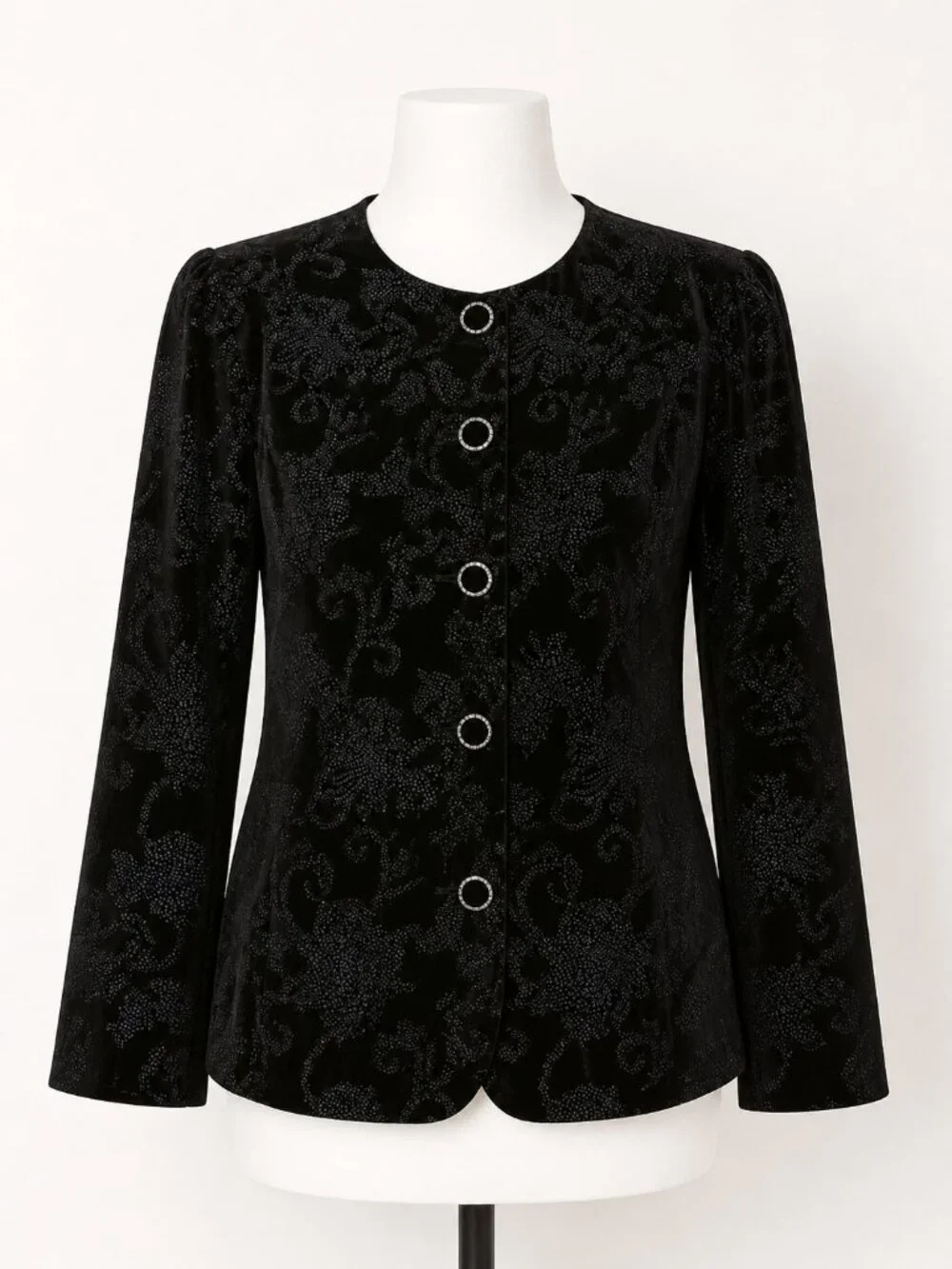 R & K Evening Vintage Jacket Black with Multi-Colored Beading Size 16 EUC